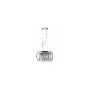 Luminosa Audi 5 Light  Small Blown Glass Bubbles Ceiling Pendant Chrome, G9