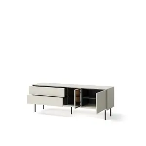 Epiro 6 Elegant Cashmere & Dark Oak TV Cabinet - Modern Media Storage Solution W161cm x H56cm x D41cm