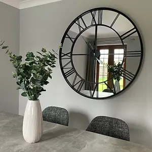 Extra Large Mirrored Wall Clock 120cm