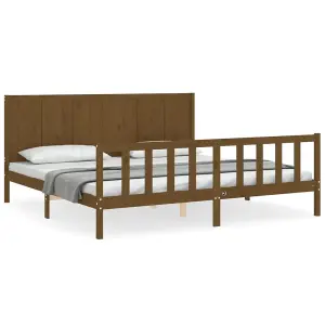 Berkfield Bed Frame with Headboard Honey Brown 200x200 cm Solid Wood