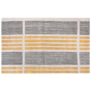 Cotton Area Rug 140 x 200 cm Yellow and Black KATRA