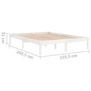 Berkfield Bed Frame White Solid Wood 150x200 cm King Size