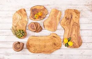 Olive Wood XL Deluxe Natural Grained Rustic Kitchen Dining Chopping Board (L) 90-95cm x 40-50cm (W)