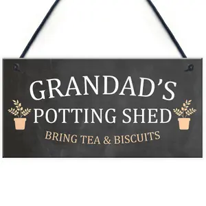 Grandads Potting Shed Sign Hanging Plaque Shed Garden Sign Grandad Gift For Him