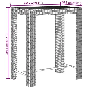 5 Piece Garden Bar Set Grey Poly Rattan&Solid Wood Acacia