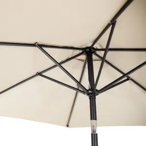 Charles Bentley Garden Metal Patio Garden Umbrella Parasol Crank & Tilt - Cream