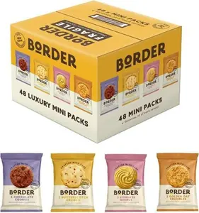 Border Luxury Mini Pack 48 Biscuits 4 Variety - Perfect For - Treat - Office - Guests (1 Box (48 Packs))