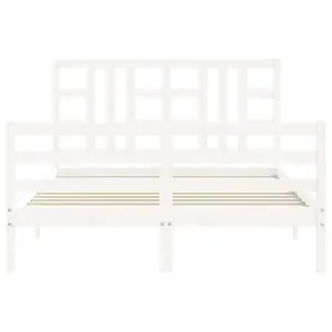 Berkfield Bed Frame with Headboard White 140x200 cm Solid Wood