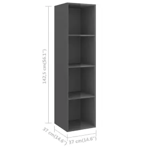 Berkfield Wall-mounted TV Cabinet High Gloss Grey 37x37x142.5 cm Engineered Wood