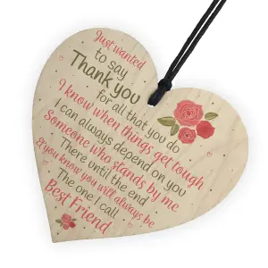 Red Ocean Friendship Thank You Birthday Gift Best Friend Plaque Wooden Hanging Heart Chic Sign Keepsake Poem