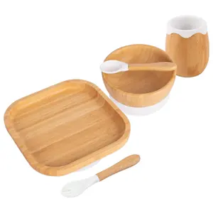 5pc Bamboo Square Baby Weaning Set - White