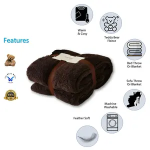 BLANKET THROW Teddy Bear Flannel Fleece Fluffy Fur Super Soft King 200 x 240 cm Brown