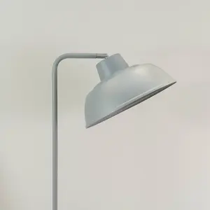 ValueLights Morris Grey Metal Stem Standing Floor Lamp with Angled Dome Shade for Living Room office - LED Bulb Included