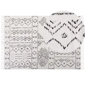 Wool Area Rug 160 x 230 cm White and Black ALKENT