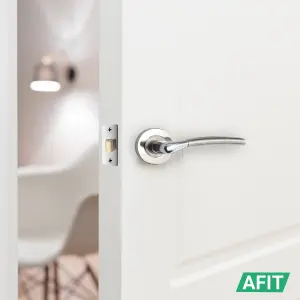 AFIT Internal Door Handle Latch Set - Polished/Satin Chrome Duo Finish - 64mm Latch 76mm Hinges Boston Range