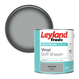 Leyland Trade Vinyl Soft Sheen Walls & Ceilings Emulsion Paint Signal Grey (RAL 7004) - 2.5L