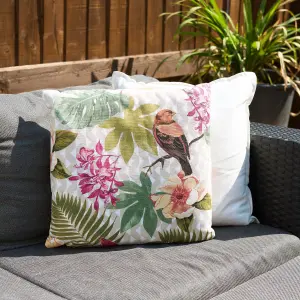 Pink Tropical Birds Outdoor Garden Cushion - 42 x 42cm