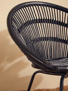 Interiors by Premier Black Washed Natural Rattan Chair, Rustless Rattan Chair, Easy Cleaning Rattan Armchair