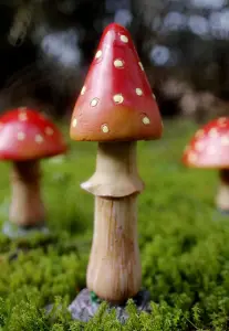 4pc Red Toadstool Mushroom Garden Ornaments