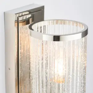 Anson Lighting Tampa Wall light finished in Bright nickel plate and ribbed bubble glass