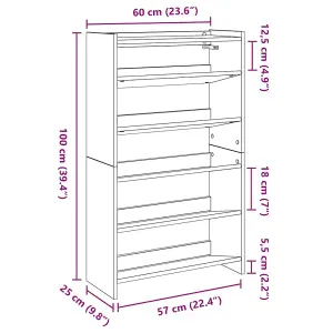 Berkfield Shoe Rack Brown Oak 60x25x100 cm Engineered Wood