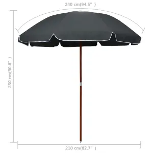 Berkfield Parasol with Steel Pole 240 cm Anthracite