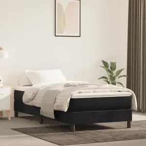 Berkfield Box Spring Bed Frame Black 90x190 cm 3FT Single Velvet