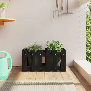 Berkfield Garden Planter with Fence Design Black 60x30x30 cm Solid Wood Pine