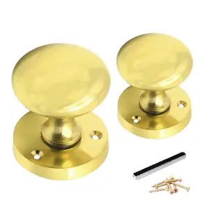 Door Knobs Round Victorian Mortice Knob Sprung - Polished Brass 56mm