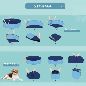 PawHut Dog Swimming Pool Foldable Pet Bathing Shower Tub Padding Pool Dia100cm M- Blue