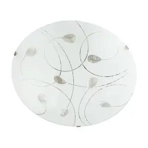 Traditional Classic Opal White Glass Flush Ceiling Light with Crystal Drops