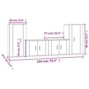 Berkfield 4 Piece TV Cabinet Set High Gloss White Engineered Wood