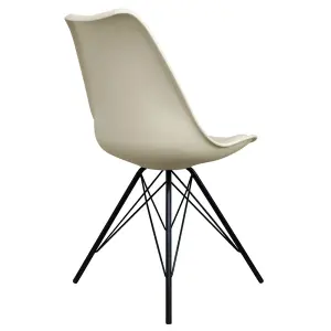 Soho Vanilla Plastic Dining Chair with Black Metal Legs