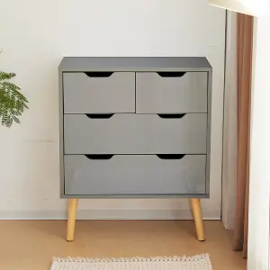 Bedroom Grey High Gloss 2+2 Drawers Chest Bedroom Storage Cabinet Chest Drawer