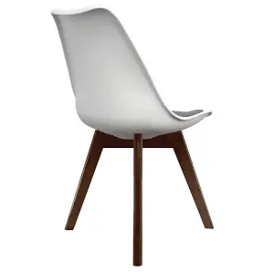 Soho White & Dark Grey Plastic Dining Chair with Squared Dark Wood Legs