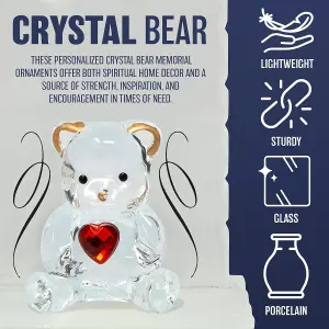 Glass Crystal Ornaments Bear Gift Set Poem Poetic Writing Message Dad