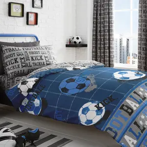 Football Polyester Graphic Print & Text Duvet Cover Set with Pillowcases Blue / Single Duvet Cover + 1 Standard Pillowcase