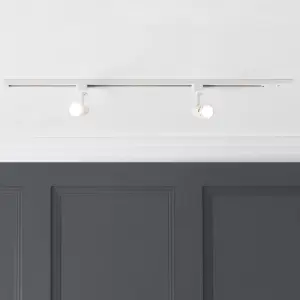 Litecraft Harlem White 2 Head 1m Straight Kitchen Ceiling Light with LED Bulbs