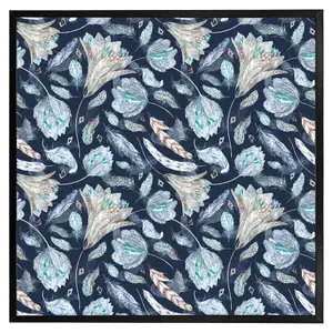 Boho chic indigo pattern (Picutre Frame) / 30x30" / Grey