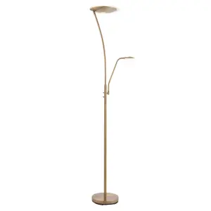 Luminosa Alassio LED 1 Light Floor Lamp Antique Brass, And Frosted Plastic