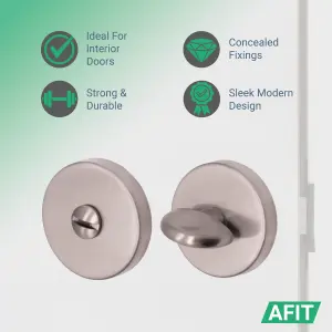 AFIT Round Bathroom Thumbturn & Release Set - Satin Nickel Universal Satin Door Turn and Release Lock for Bathroom/Toilet