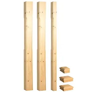 Solid Pine Complete 90mm Stop Chamfer Newel Post Kit Inc Cap's UK Manufactured Traditional Products Ltd