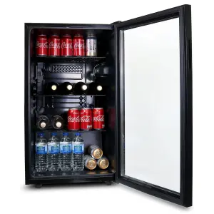 Under Counter Drinks Fridge 118L Drinks/ Wine Cooler With Glass Door - SIA DC1BL