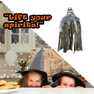 Halloween Hanging Ghost Skull Decoration Trick or Treat Party 80cm Grey