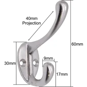 EAI Chrome Coat Hook Robe Hook Petite Traditional Pattern - Pack of 4 - Satin Chrome