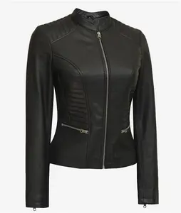 Womens Black Slim Fit Leather Jacket