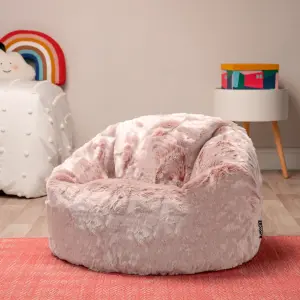 icon Kids Classic Faux Fur Bean Bag Chair Light Pink Bean Bags for Children