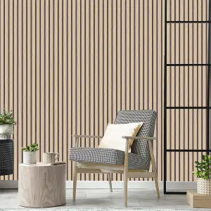 Belgravia Décor Wood Slat Light Oak Textured Wallpaper