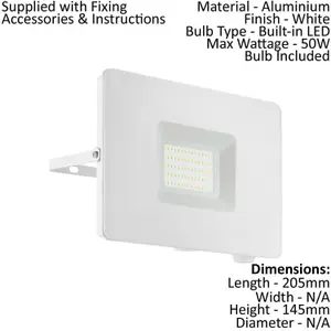 2 PACK IP65 Outdoor Wall Flood Light White Adjustable 50W LED Porch Lamp