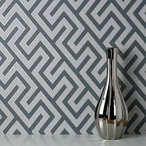 Fine Decor Larson Geo Navy Silver Wallpaper FD43070